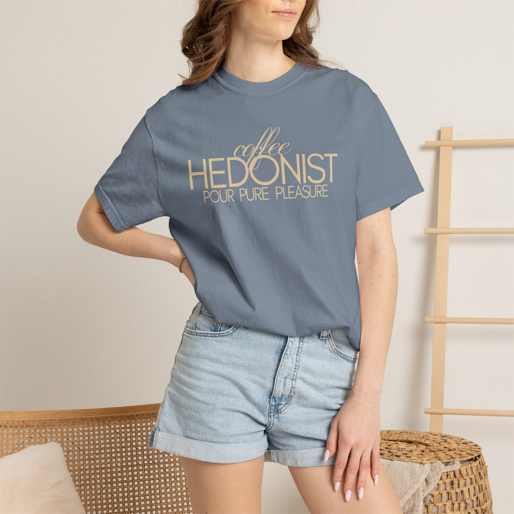 Coffee Hedonist T-Shirt — Retro Script Coffee Lover Tee