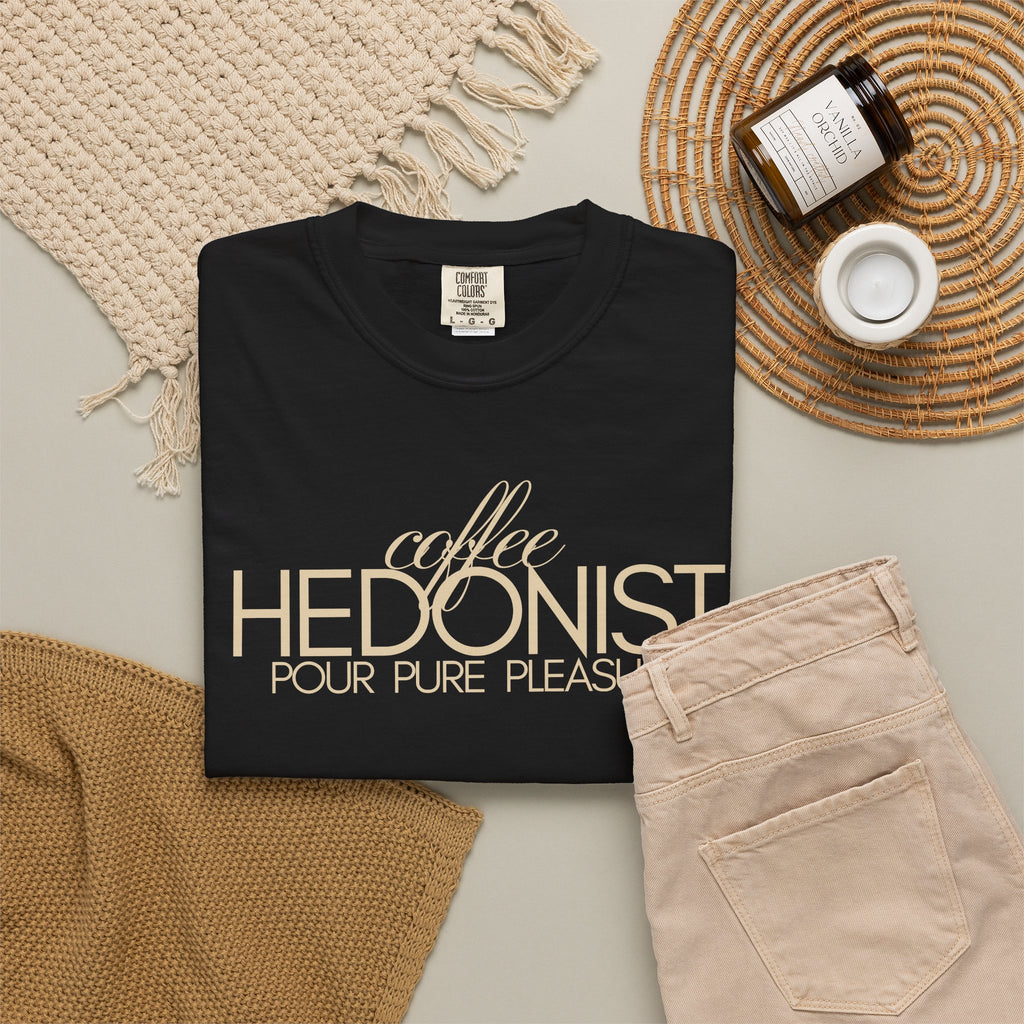 Coffee Hedonist T-Shirt — Retro Script Coffee Lover Tee
