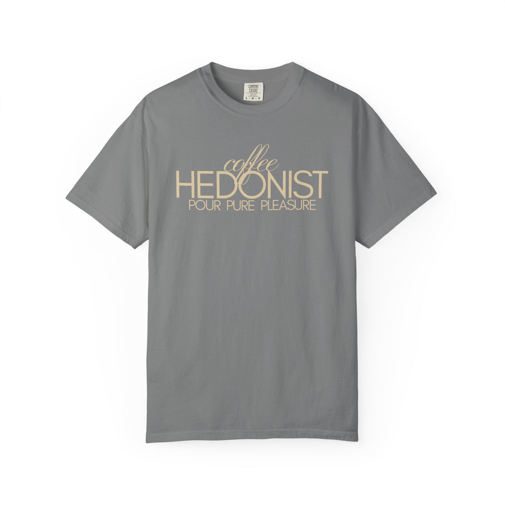 Coffee Hedonist T-Shirt — Retro Script Coffee Lover Tee
