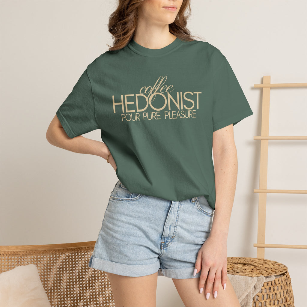 Coffee Hedonist T-Shirt — Retro Script Coffee Lover Tee