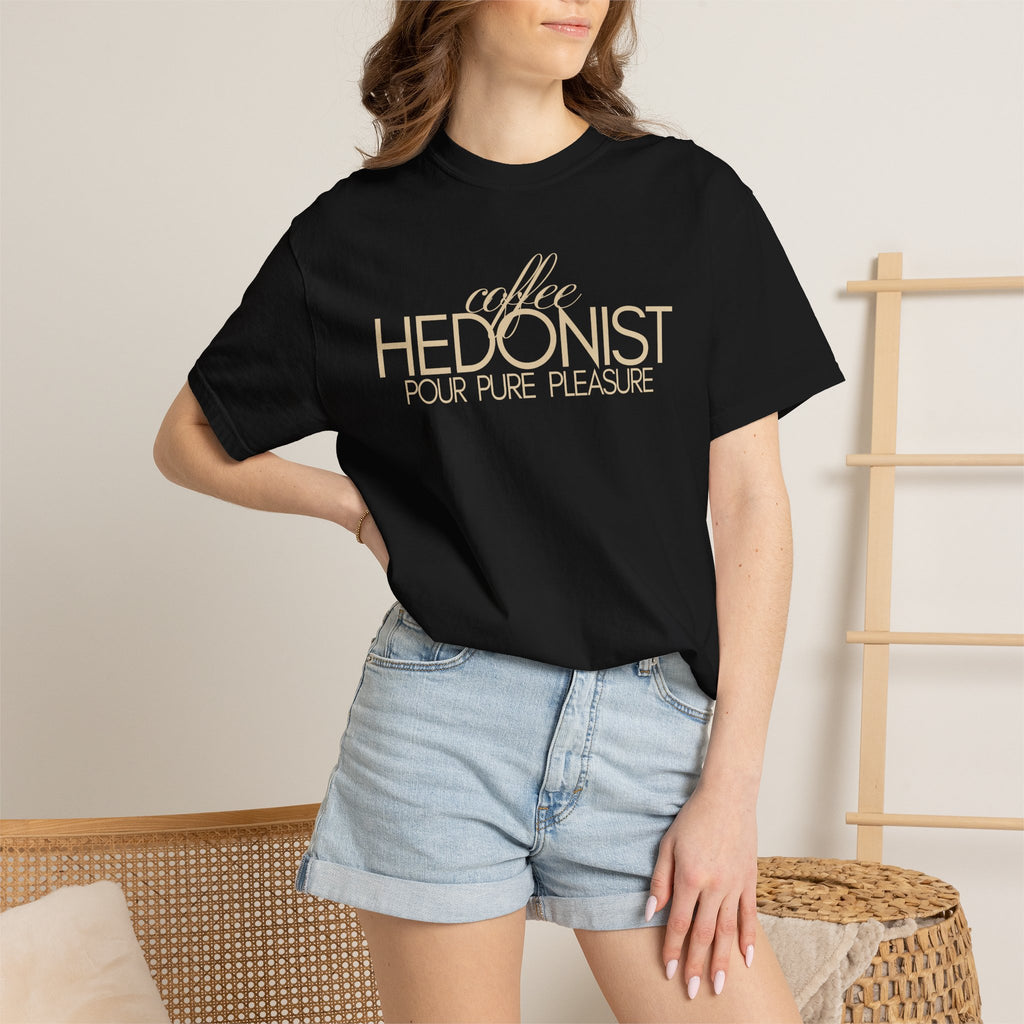 Coffee Hedonist T-Shirt — Retro Script Coffee Lover Tee