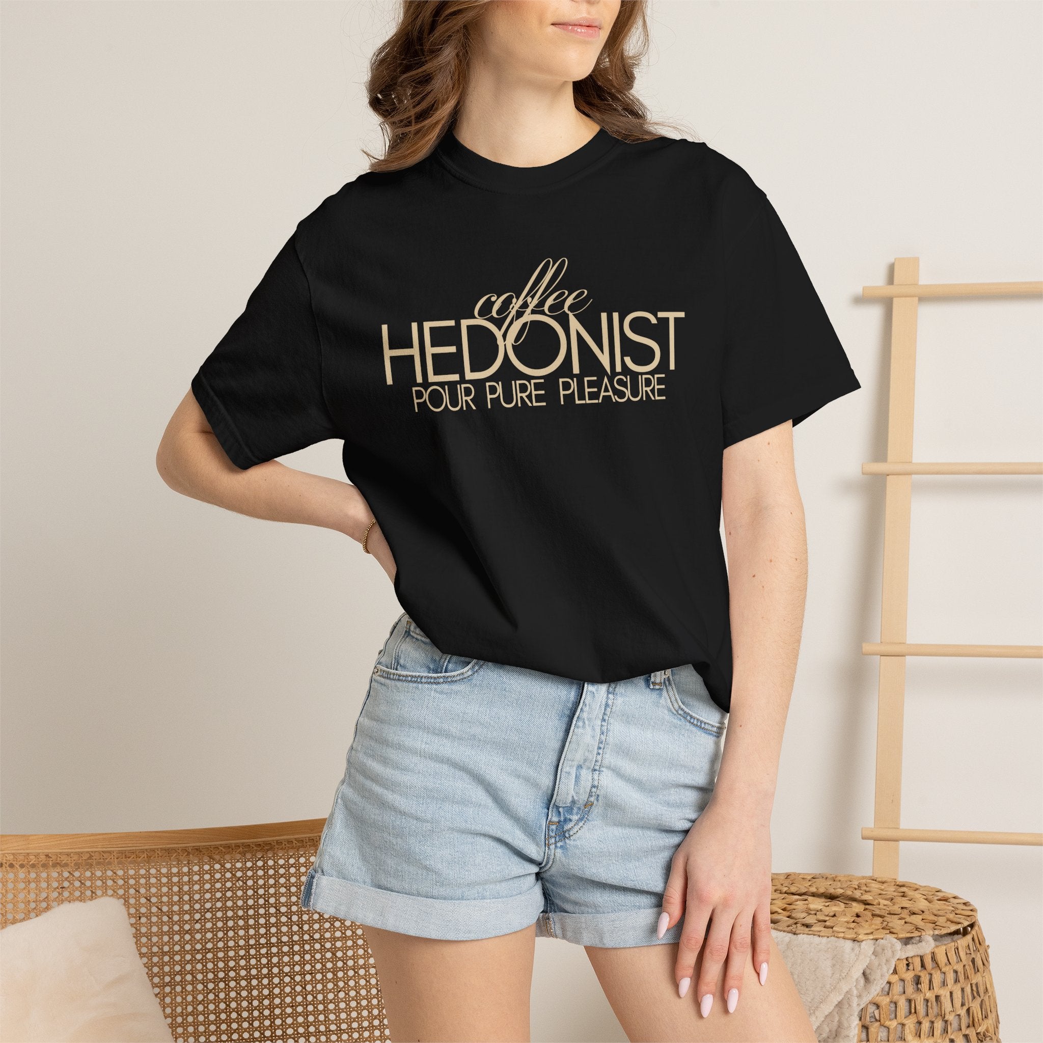Coffee Hedonist T-Shirt — Retro Script Coffee Lover Tee