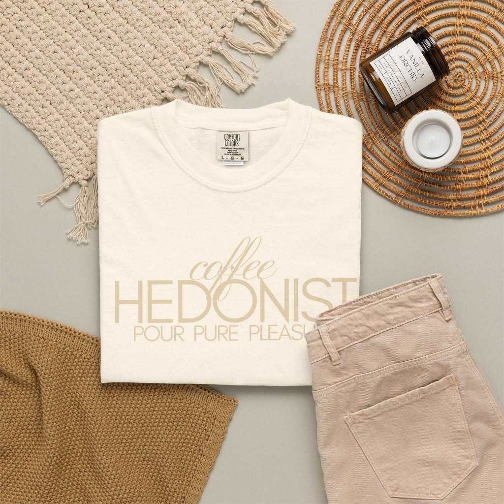 Coffee Hedonist T-Shirt — Retro Script Coffee Lover Tee