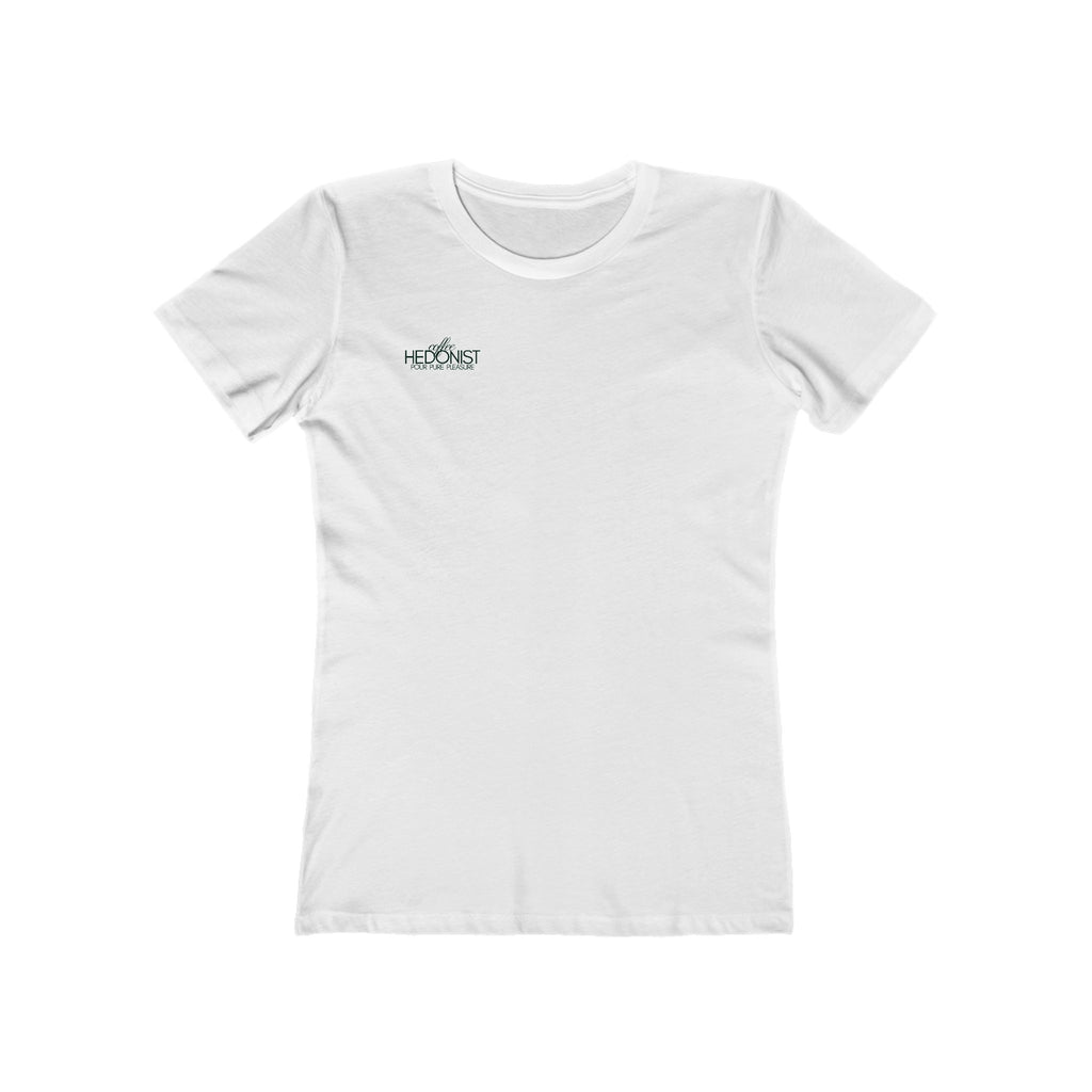 Coffee Hedonist T-Shirt — Boyfriend Tee for Women - Minimal Chest Logo