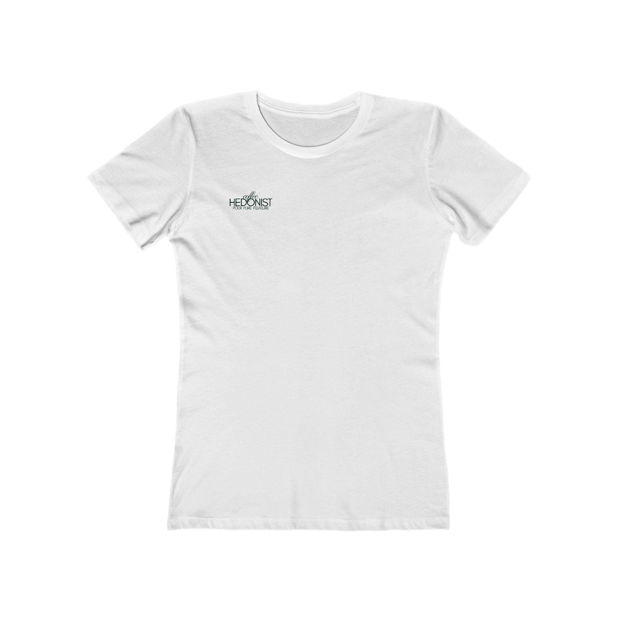 Coffee Hedonist T-Shirt — Boyfriend Tee for Women - Minimal Chest Logo