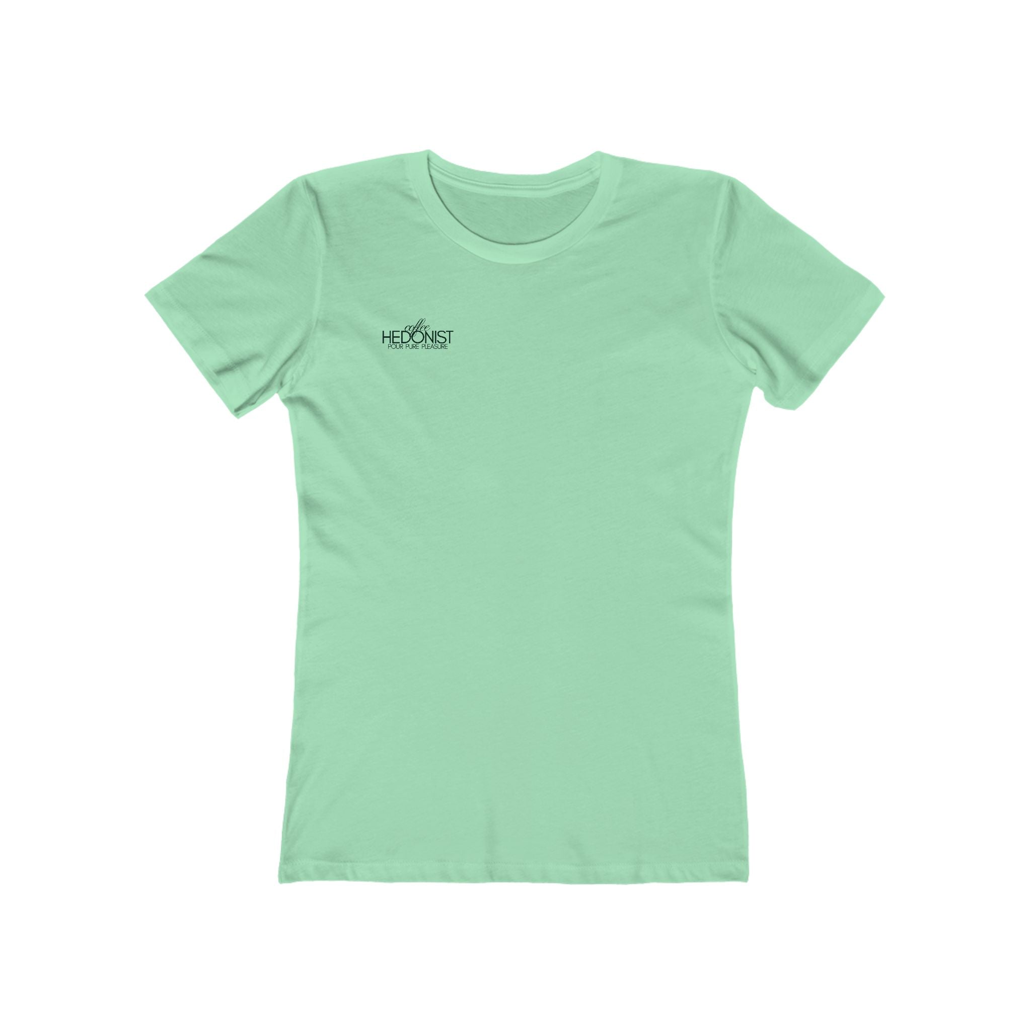 Coffee Hedonist T-Shirt — Boyfriend Tee for Women - Minimal Chest Logo
