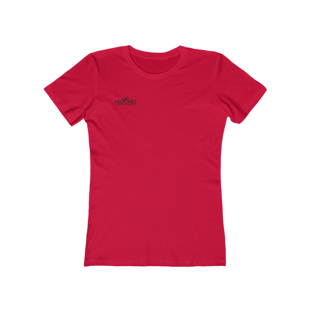 Coffee Hedonist T-Shirt — Boyfriend Tee for Women - Minimal Chest Logo
