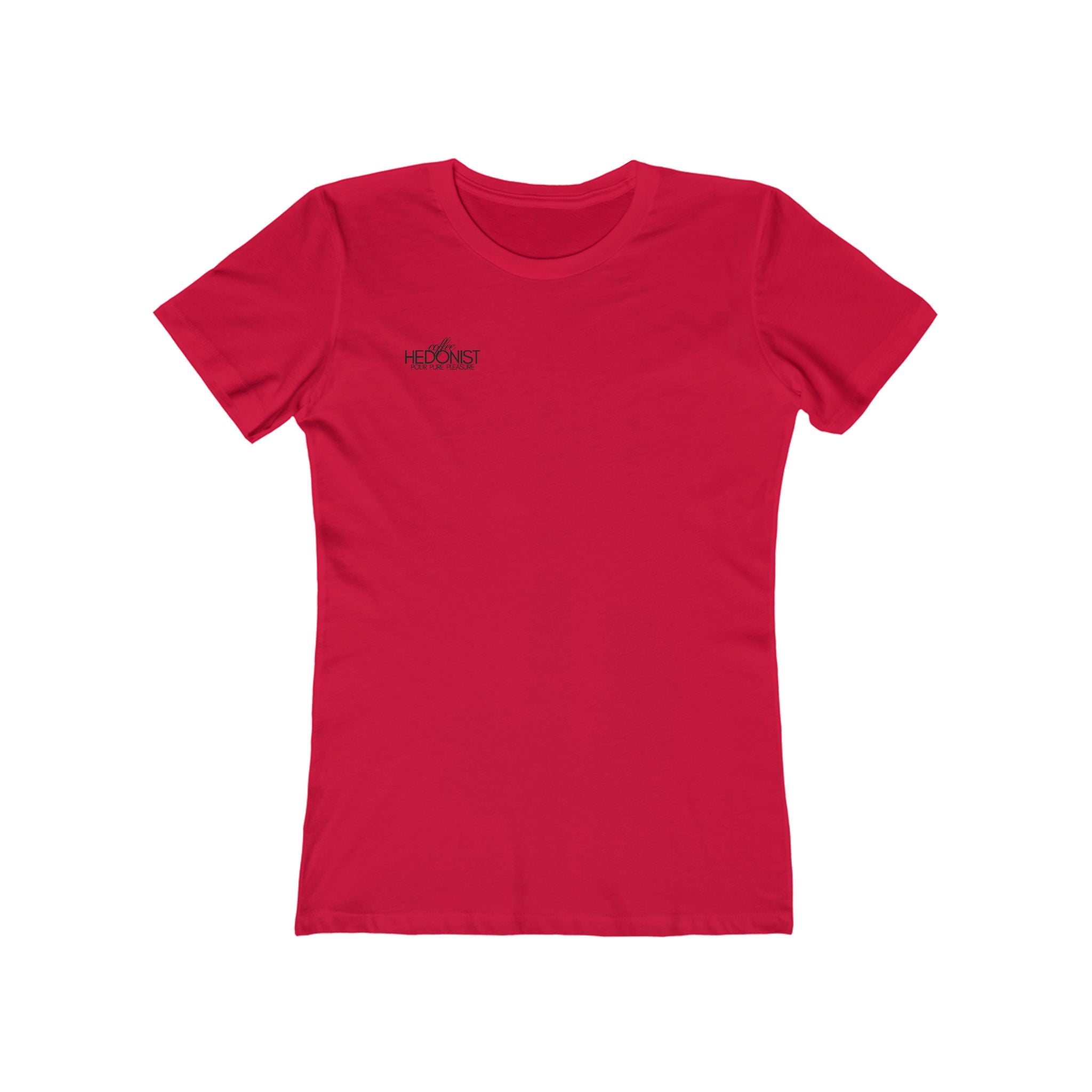 Coffee Hedonist T-Shirt — Boyfriend Tee for Women - Minimal Chest Logo