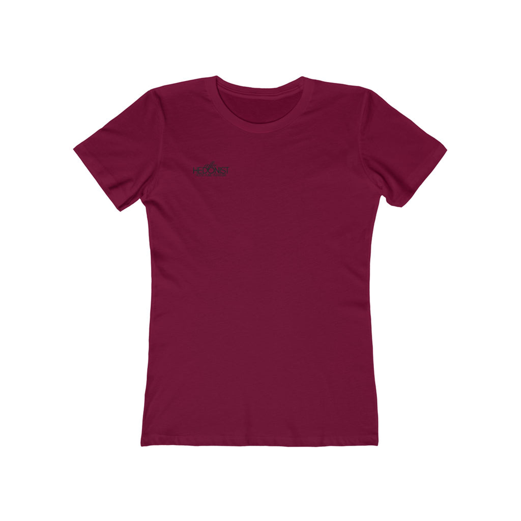 Coffee Hedonist T-Shirt — Boyfriend Tee for Women - Minimal Chest Logo
