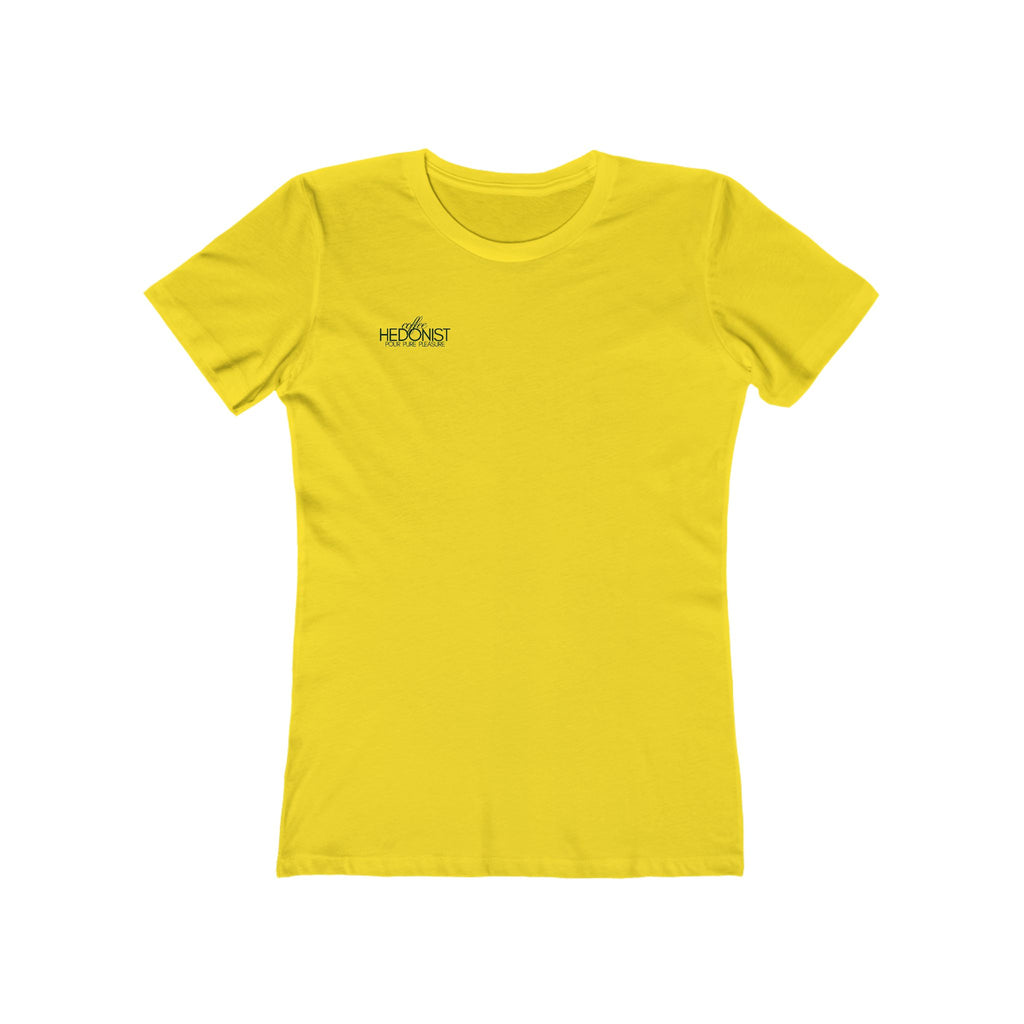 Coffee Hedonist T-Shirt — Boyfriend Tee for Women - Minimal Chest Logo