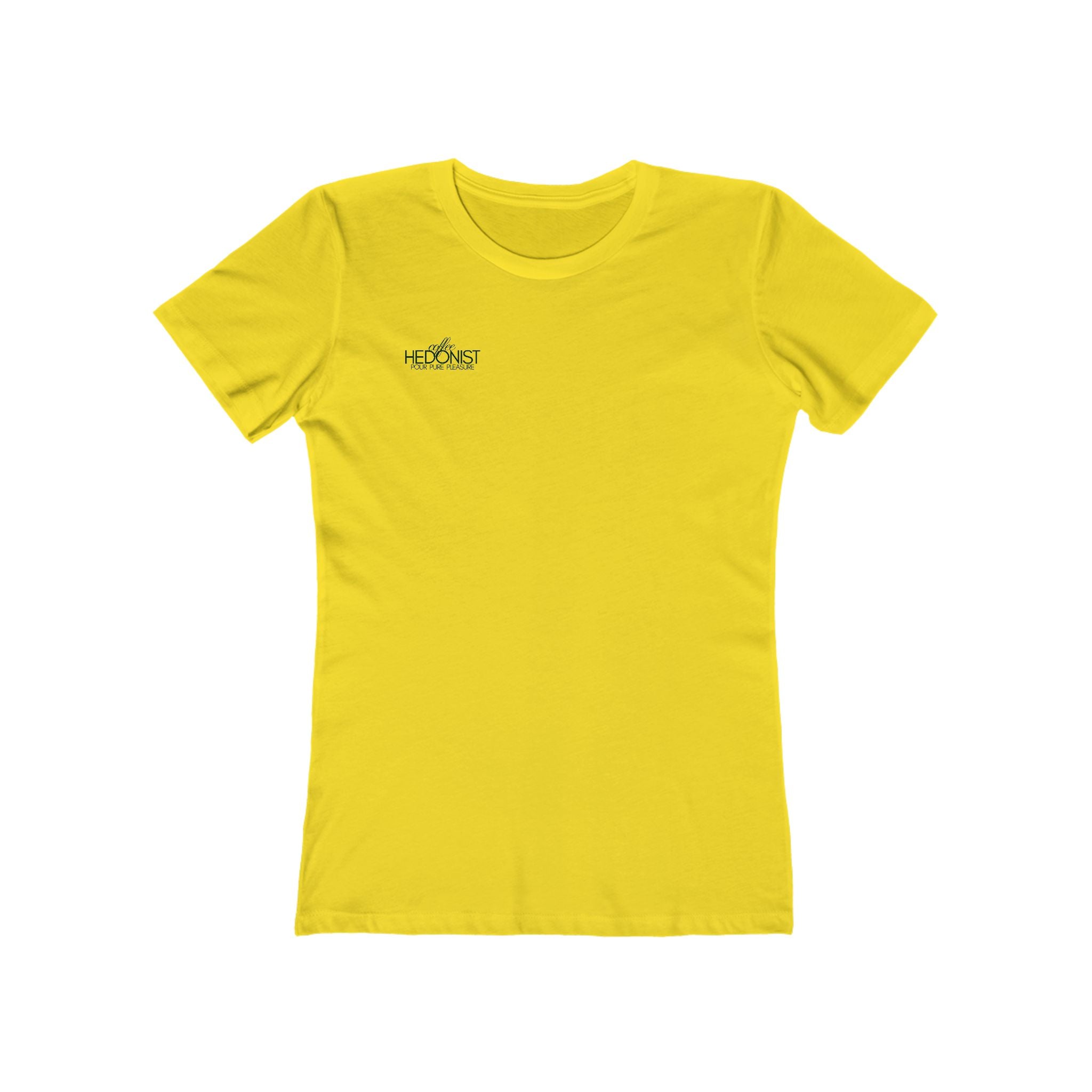 Coffee Hedonist T-Shirt — Boyfriend Tee for Women - Minimal Chest Logo