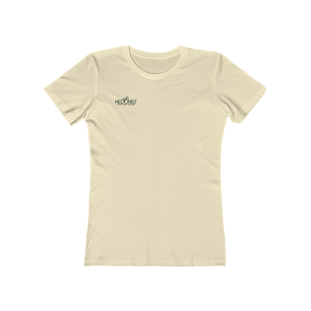 Coffee Hedonist T-Shirt — Boyfriend Tee for Women - Minimal Chest Logo