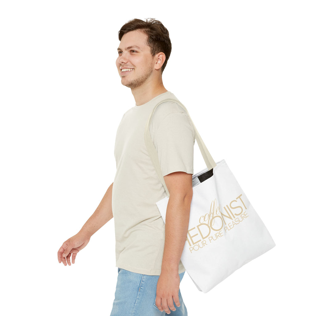 Coffee Hedonist Tote Bag – Funny Coffee Lover Canvas Tote, AOP