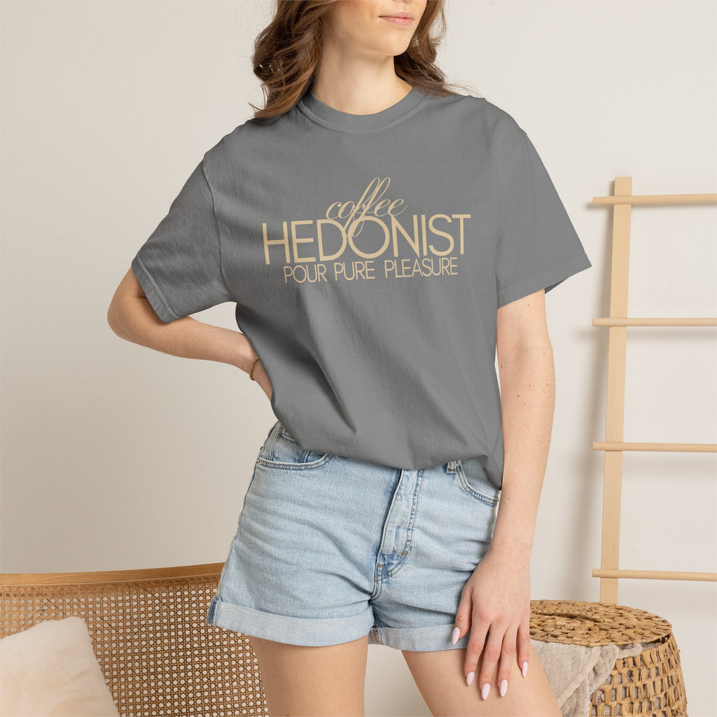 Coffee Hedonist T-Shirt — Retro Script Coffee Lover Tee