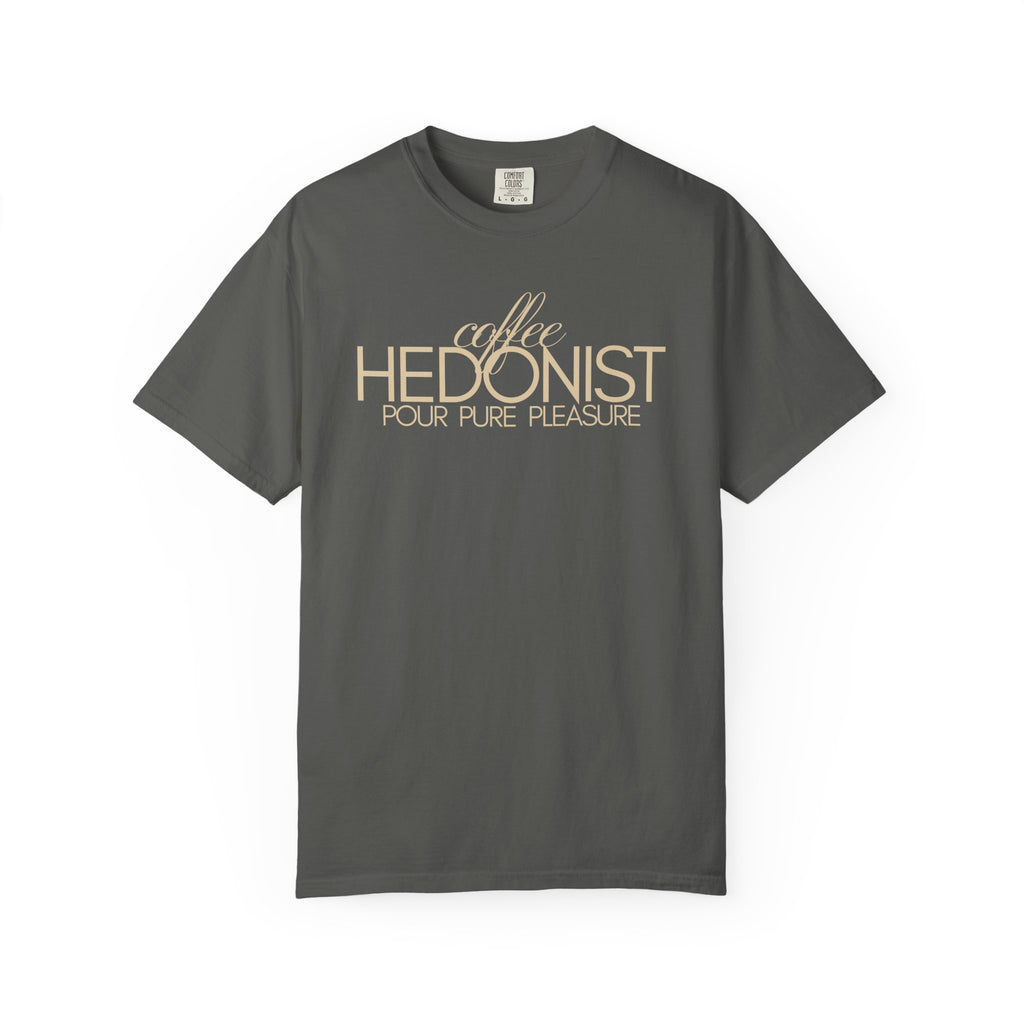 Coffee Hedonist T-Shirt — Retro Script Coffee Lover Tee