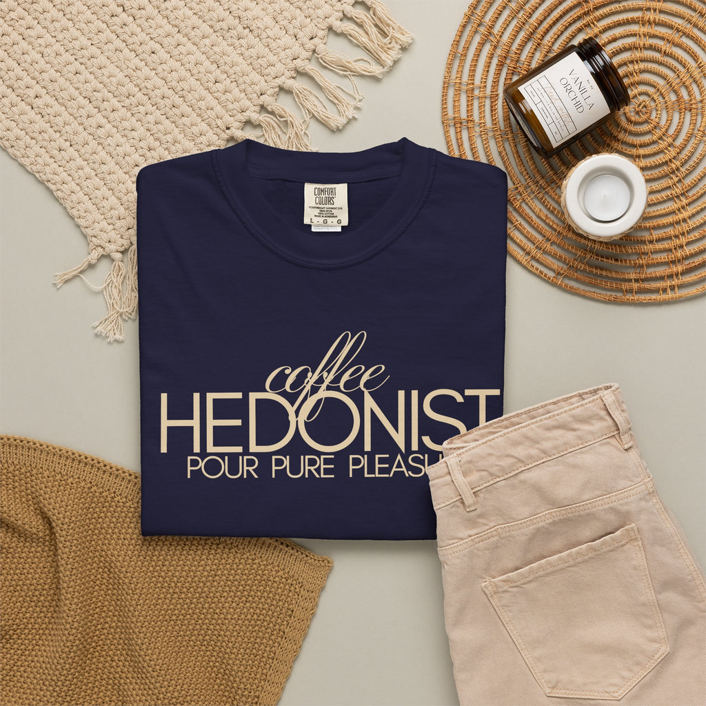 Coffee Hedonist T-Shirt — Retro Script Coffee Lover Tee