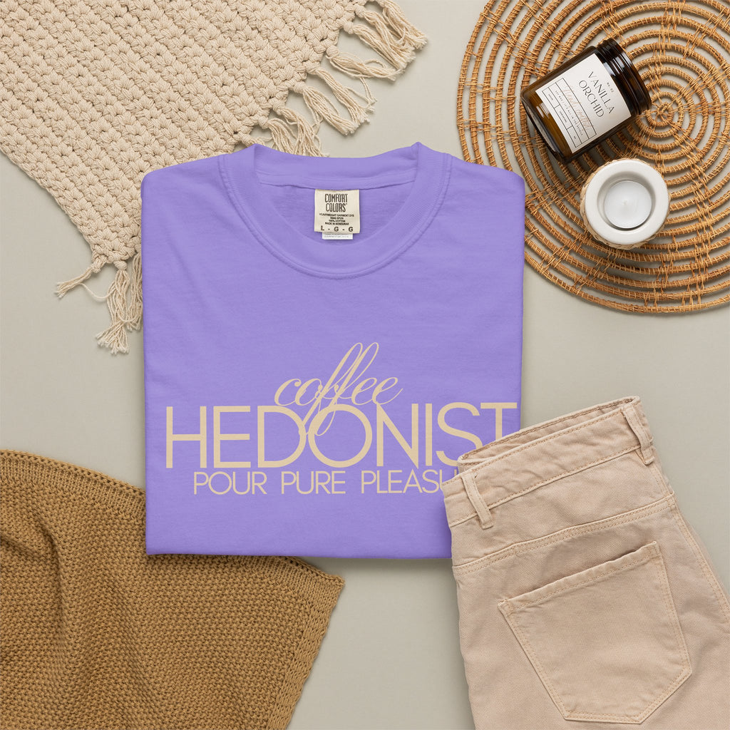Coffee Hedonist T-Shirt — Retro Script Coffee Lover Tee