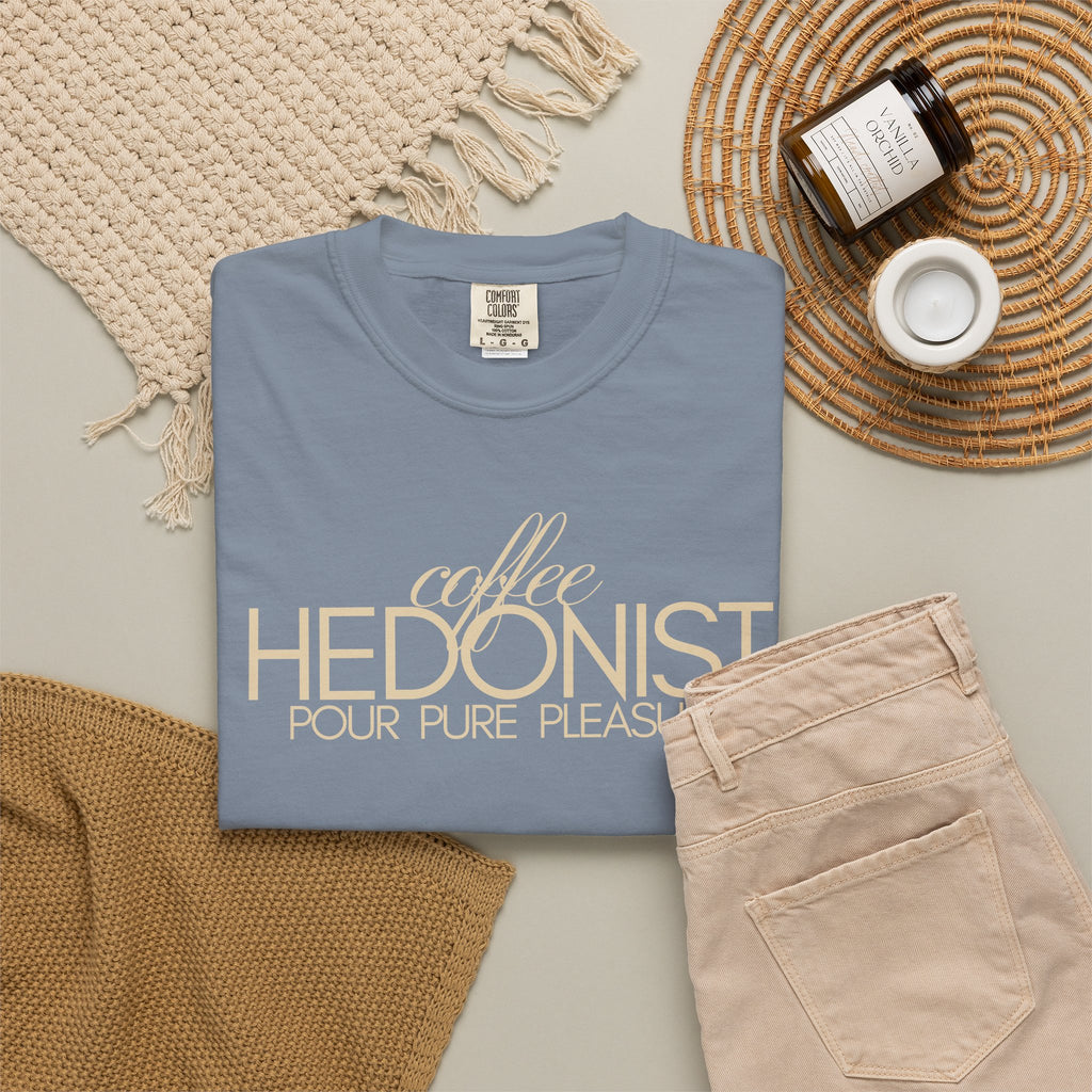 Coffee Hedonist T-Shirt — Retro Script Coffee Lover Tee