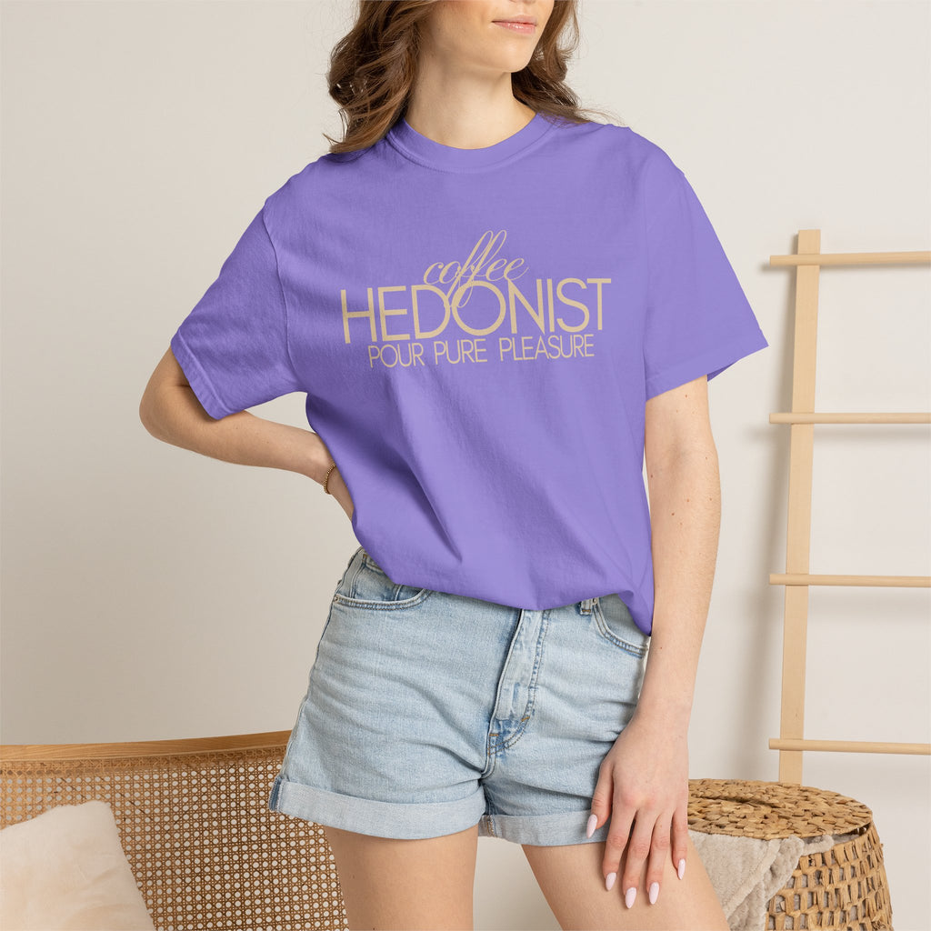 Coffee Hedonist T-Shirt — Retro Script Coffee Lover Tee