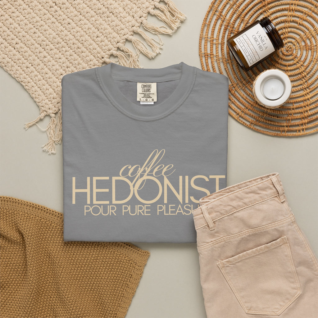 Coffee Hedonist T-Shirt — Retro Script Coffee Lover Tee