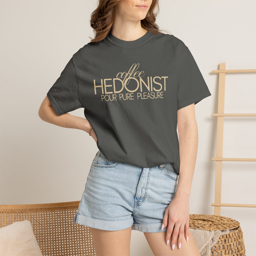 Coffee Hedonist T-Shirt — Retro Script Coffee Lover Tee